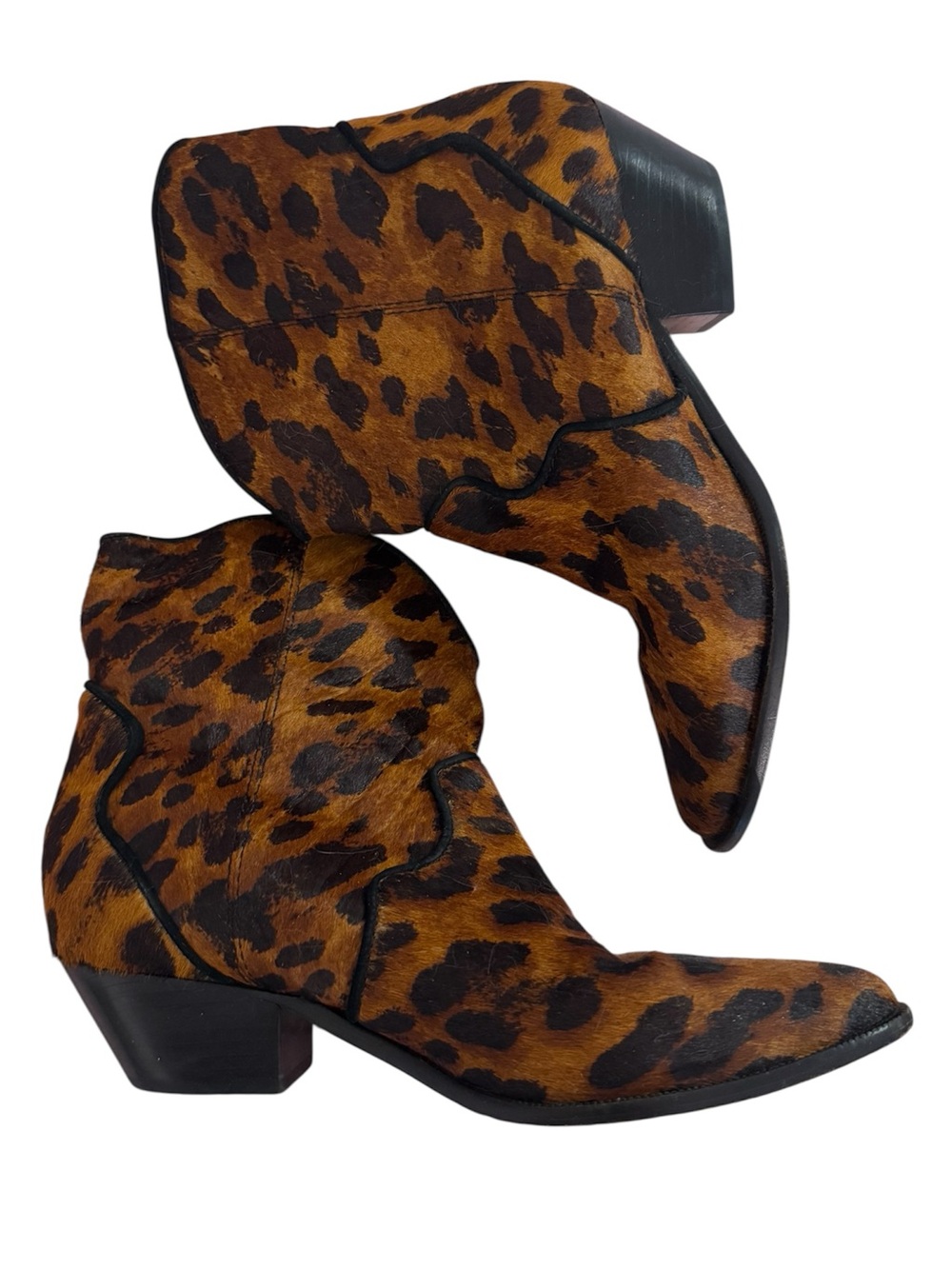 Schultz Ponyhair Animal Print Western Booties, size 8B
